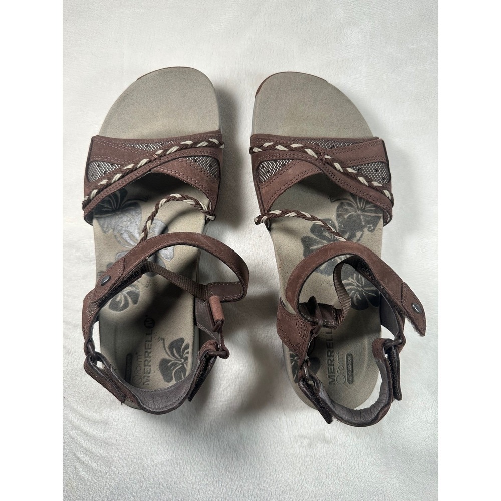Merrell Q-Form Womens Brown Leather Comfort Sandals Air Cushion Strappy Hiking 9